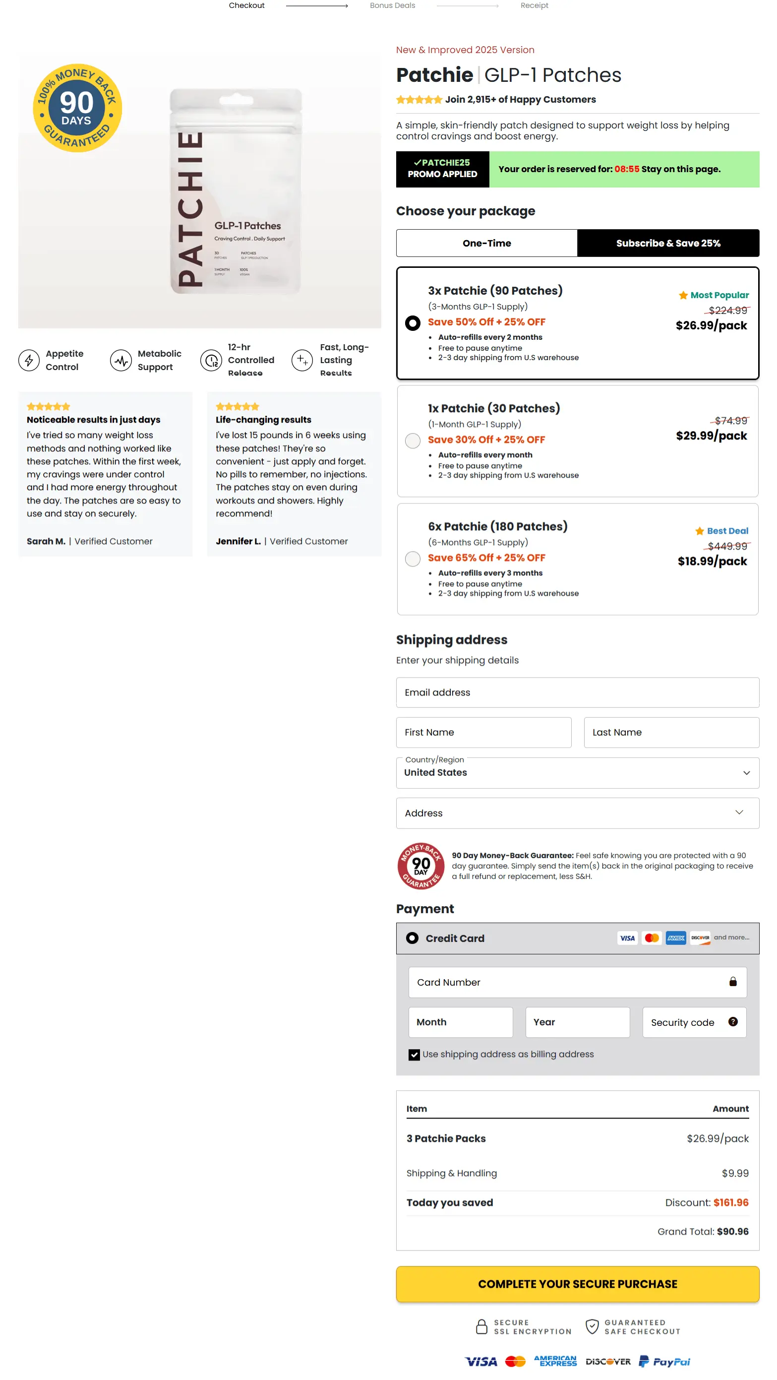 GLP 1 Patches secure checkout page